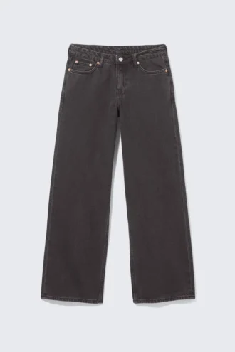 Weite Low-Rise-Jeans mit weitem Bein – Tintenschwarz – Schwarz