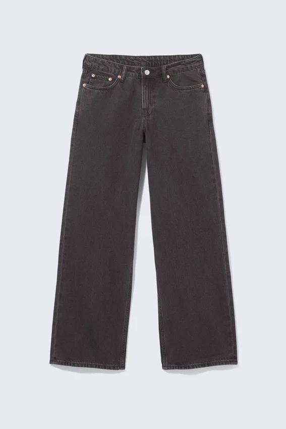Weite Low-Rise-Jeans mit weitem Bein – Tintenschwarz – Schwarz Weite Low-Rise-Jeans mit weitem Bein – Tintenschwarz – Schwarz
