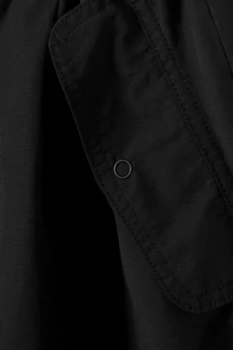 Weite Plissee-Fallschirm-Hose – Schwarz