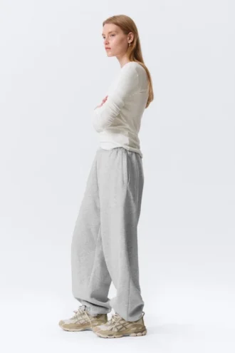 Weite, schwere Jogginghose – Grau meliert