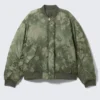 Weite, wendbare Bomberjacke – Dunkelkhaki – Blumenmuster Weite, wendbare Bomberjacke – Dunkelkhaki – Blumenmuster