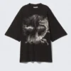 Weites, übergroßes bedrucktes T-Shirt – Schwarz – Drache Weites, übergroßes bedrucktes T-Shirt – Schwarz – Drache