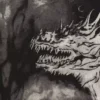Weites, übergroßes bedrucktes T-Shirt – Schwarz – Drache Weites, übergroßes bedrucktes T-Shirt – Schwarz – Drache