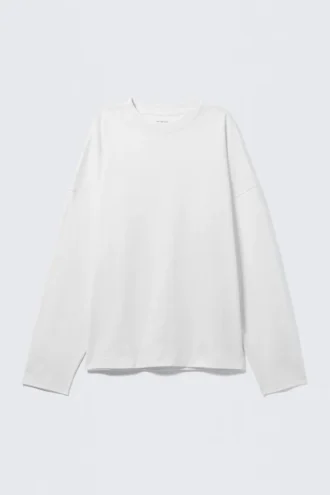 Weites, übergroßes Langarmshirt – Weiß