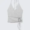 Wickel-Haltertop – Grau meliert Wickel-Haltertop – Grau meliert