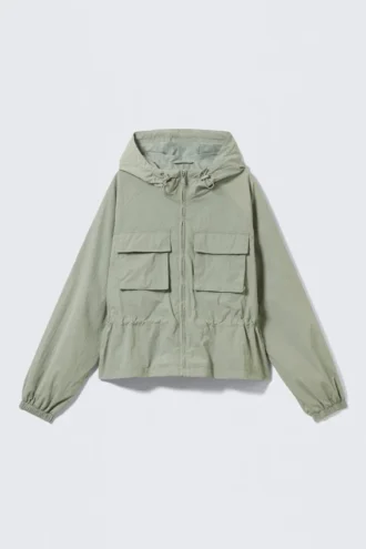 Windjacke aus Nylon – Staubiges Khaki-Grün