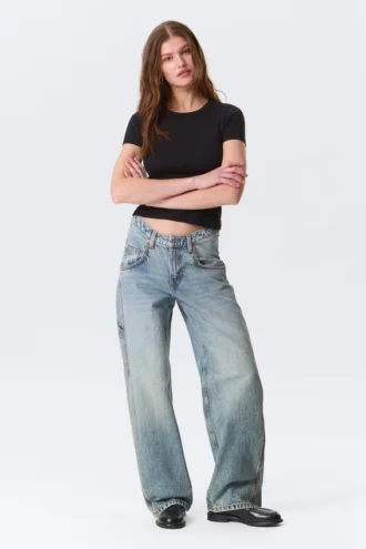 Workwear-Jeans mit abgerundeter Barrel-Taille – Hypnos Blue – Mittelblau Workwear-Jeans mit abgerundeter Barrel-Taille – Hypnos Blue – Mittelblau