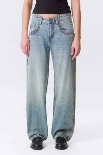 Workwear-Jeans mit abgerundeter Barrel-Taille – Hypnos Blue – Mittelblau Workwear-Jeans mit abgerundeter Barrel-Taille – Hypnos Blue – Mittelblau