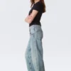 Workwear-Jeans mit abgerundeter Barrel-Taille – Hypnos Blue – Mittelblau Workwear-Jeans mit abgerundeter Barrel-Taille – Hypnos Blue – Mittelblau