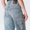 Workwear-Jeans mit abgerundeter Barrel-Taille – Hypnos Blue – Mittelblau Workwear-Jeans mit abgerundeter Barrel-Taille – Hypnos Blue – Mittelblau