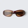 Wrap-Around-Sonnenbrille – Transparent Rot – Braune Gläser Wrap-Around-Sonnenbrille – Transparent Rot – Braune Gläser