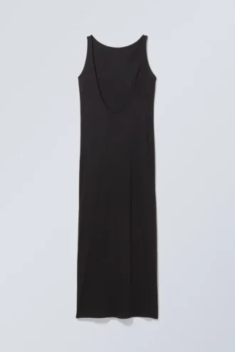 Yael-Kleid mit offenem Rücken – Schwarz