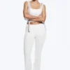 Yoga-Leggings mit gefalteter Taille und ausgestelltem Bein – Weiß Yoga-Leggings mit gefalteter Taille und ausgestelltem Bein – Weiß