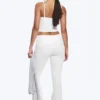 Yoga-Leggings mit gefalteter Taille und ausgestelltem Bein – Weiß Yoga-Leggings mit gefalteter Taille und ausgestelltem Bein – Weiß