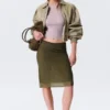 Yulia B Midi-Rock aus Mesh mit Strass – Khaki-Grün – Strass Yulia B Midi-Rock aus Mesh mit Strass – Khaki-Grün – Strass