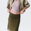 Yulia B Midi-Rock aus Mesh mit Strass – Khaki-Grün – Strass Yulia B Midi-Rock aus Mesh mit Strass – Khaki-Grün – Strass