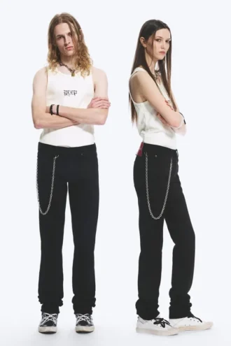 Yungblud Low Rise Slim Straight Leg Jeans – Schwarz