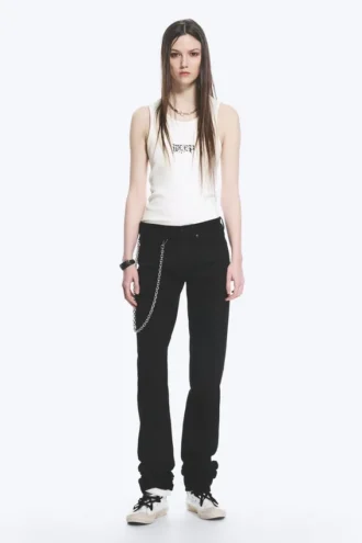 Yungblud Low Rise Slim Straight Leg Jeans – Schwarz