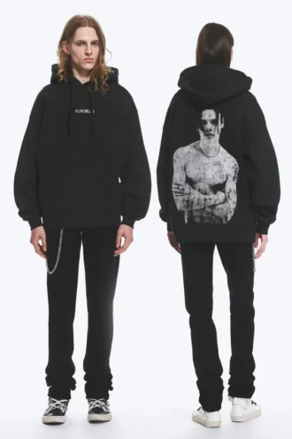Yungblud Oversize-Kapuzenpullover mit Aufdruck – Off-Black