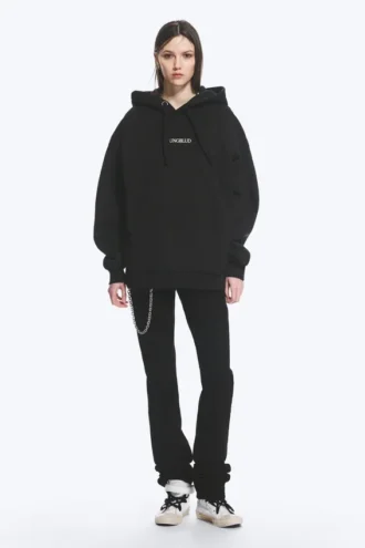 Yungblud Oversize-Kapuzenpullover mit Aufdruck – Off-Black