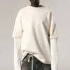 Zeilagiges Baumwoll-T-Shirt – Hellbeige & Weiß Zeilagiges Baumwoll-T-Shirt – Hellbeige & Weiß