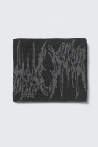 Zweilagiger Jacquard-Strickschal – Schwarz