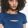 Zweiteiliges Bolero-Oberteil im Lagenlook – gestreift, blau Zweiteiliges Bolero-Oberteil im Lagenlook – gestreift, blau