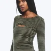 Zweiteiliges Bolero-Top mit Lagenlook – Staubiges Khaki-Grün Zweiteiliges Bolero-Top mit Lagenlook – Staubiges Khaki-Grün